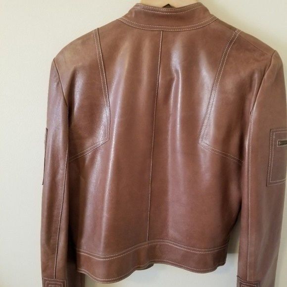 KORS Michael Kors  Vintage Cropped Leather Authentic 1990 Moto Jacket & Skirt - Picture 9 of 13